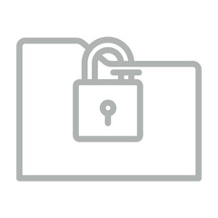 Locked Folder Vector Line Grey Icon Design