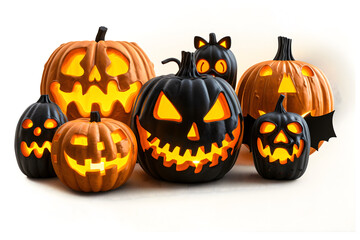 Charming halloween pumpkins with creepy grins