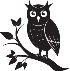 Owl on Tree Branch Silhouette – mysterious and detailed