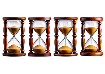 Elegant hourglass displaying sand home decor classic. isolated on a transparent or white background.