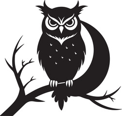 Fototapeta premium Owl on Tree Branch Silhouette – mysterious and detailed