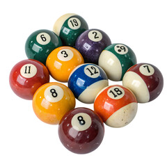 Pool Billiards Balls Set 115 Numbered Balls for Classic Game Play on transparent background