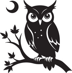 Owl on Tree Branch Silhouette – mysterious and detailed