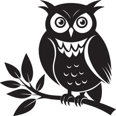 Fototapeta premium Owl on Tree Branch Silhouette – mysterious and detailed