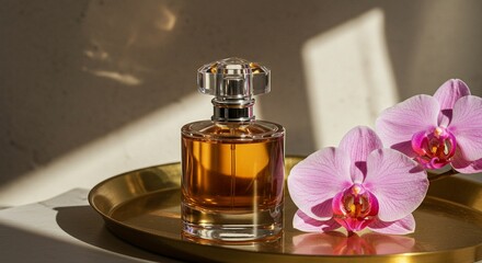 Luxury perfume bottle with orchids