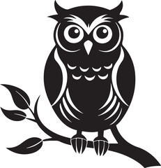 Owl on Tree Branch Silhouette – mysterious and detailed