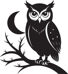 Owl on Tree Branch Silhouette – mysterious and detailed