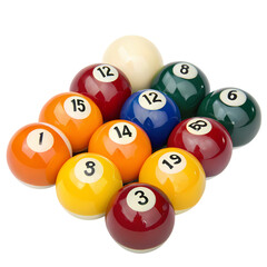 Vibrant Billiard Balls A CloseUp View of Pool Game Essentials on transparent background