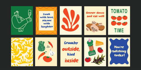 Vibrant summer drinks and food layout banners with cheerful outdoor tables.

