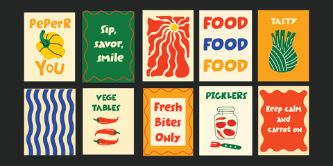 Bistro illustrations with strawberries, flowers, and drinks for social media use.

