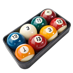 Naklejka premium Professional Billiards Balls in Case Closeup View on transparent background