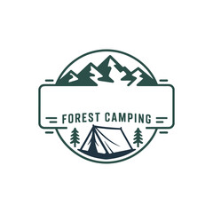 Unique forest camping logo Modern and minimalist vector and abstract logo