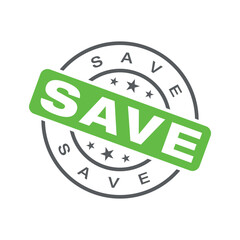 Save Letter Rubber Stamp Vector Template