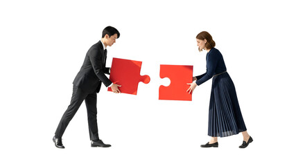 Two people assembling a puzzle