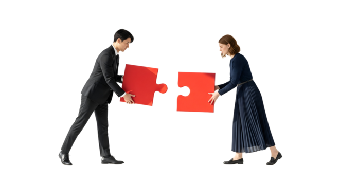 Two people assembling a puzzle