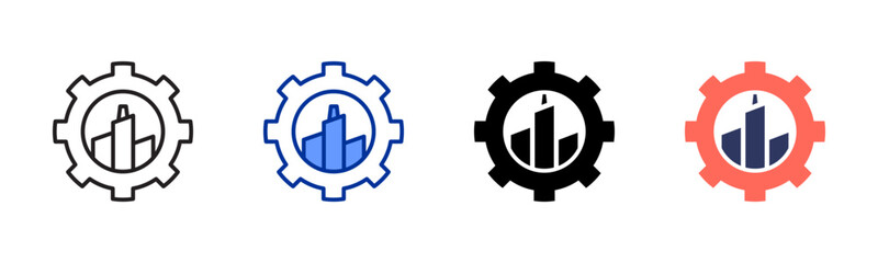 Obraz premium Industrial icon sheet multiple style collection