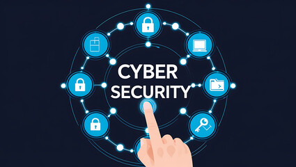 "Interactive Cybersecurity Dashboard Interface with Icons for Threat Monitoring and Data Protection"

