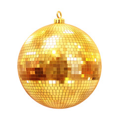 Gold disco ball ornament isolated on a white background png ai generated