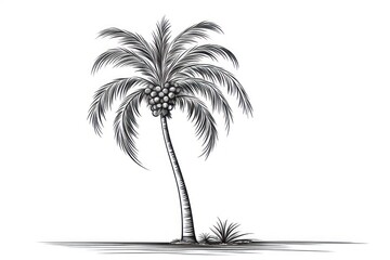 Palm tree sketch drawing plant.