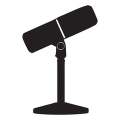 Silhouette image of microphone on white background