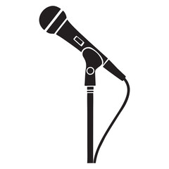 Obraz premium Silhouette image of microphone on white background