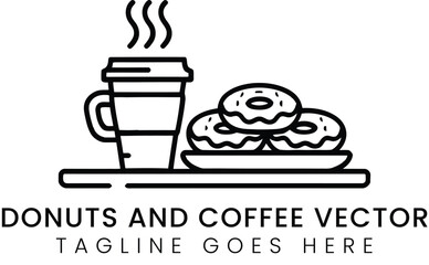 Coffee and donuts flat design, tasty treat graphic illustration