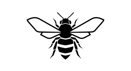 Obraz premium Detailed Black and White Vector Graphic of a Bee with Spread Wings Isolated on a Clean Background