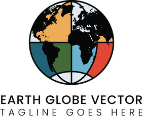 Colorful earth globe vector presents continents and world map