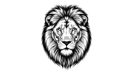 Obraz premium Digital Pixel Art Drawing of a Majestic Lion Face with Detailed Mane Isolated on White Background