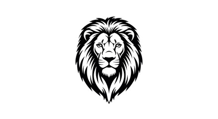 Stylized Monochrome Lion Head Illustration with Intricate Mane Details and Sharp Features