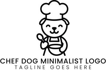 Cute chef dog cartoon illustration with a chef's hat and apron
