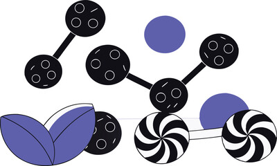 Vector candies shaped like molecules