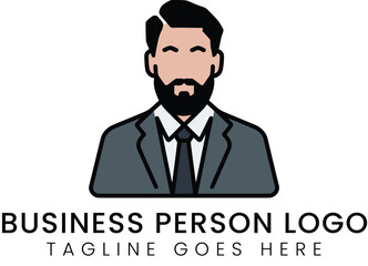 Bearded professional in suit illustration for business logo design