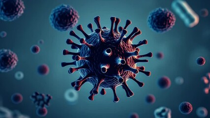 Detailed Microscopic Visualization of Viruses and Bacteria in Fluid Medium Background - Powered by Adobe