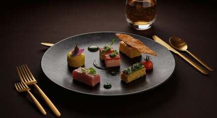 Gourmet Fine Dining Delicate Dish Presentation Artistic Food Plating Restaurant Cuisine