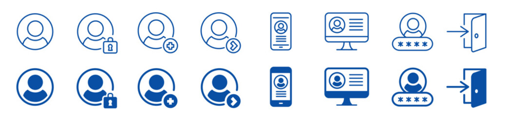 User account icon set. Avatar icons collection. Editable vector icon illustration.