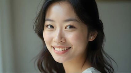 Gentle Smile A Portrait of an Asian Woman in Natural Light