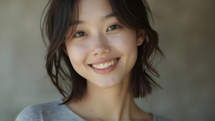 Gentle Smile A Portrait of an Asian Woman in Natural Light