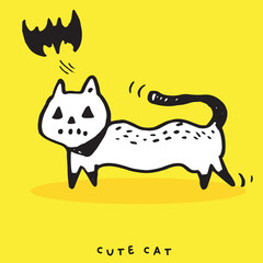Cute cat cartoon, Hand drawing doodle cute cat