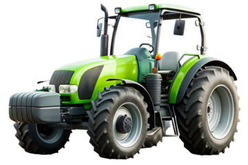 Modern green tractor isolated on a white background png ai generated