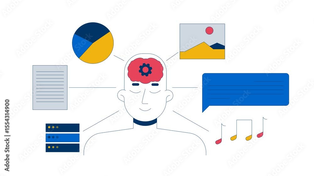 Poster llm training datasets 2d animation. large language model data inputs. deep learning. ai brain cognit