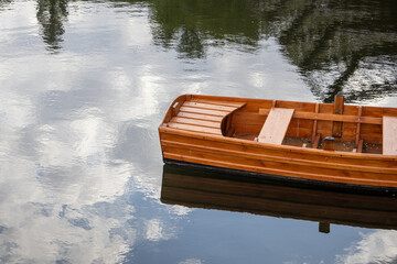 old wooden boat on the river