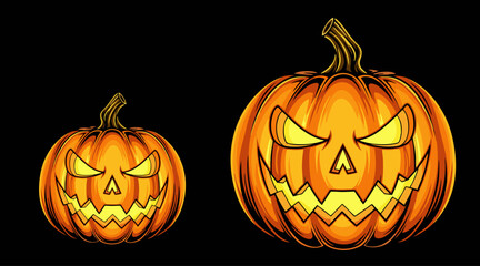 Cool Halloween Pumpkin – Sharp Line Art Vector with Spooky Charm