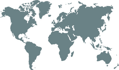 World Map Vector Silhouette – Flat Global Continent Outline Vector Illustration Isolate on White Background 