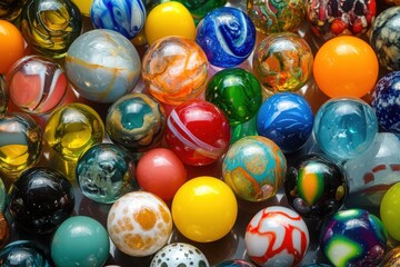 Vibrant Collection of Colorful Glass Marbles