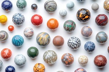 Collection of Colorful and Varied Marbles A Stunning Display of Glass and Stone Spheres
