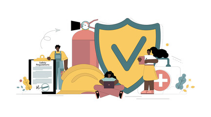 OSHA Concept. Occupational Safety and Health. A service that protects an employee from health and safety hazards at work