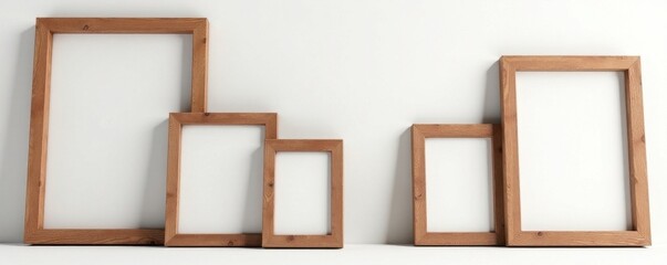 Rustic wooden picture frames, various sizes, isolated , image, set, antique