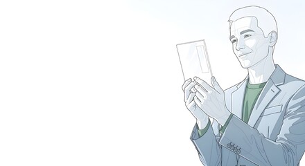 Man Holding Blank Tablet | Business Professional Using Mockup Device for Presentation, App Design or Marketing