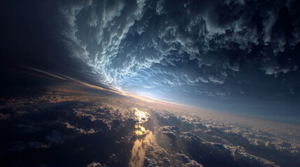 sky, clouds, cloud, nature, air, space, view, sun, horizon, cloudscape, earth, weather, atmosphere, fly, heaven, blue, above, aerial, high, flight, white, light, travel, cloudy, landscape